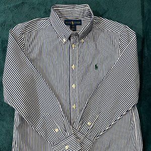 Boys Ralph Lauren Navy Blue Stripe Shirt